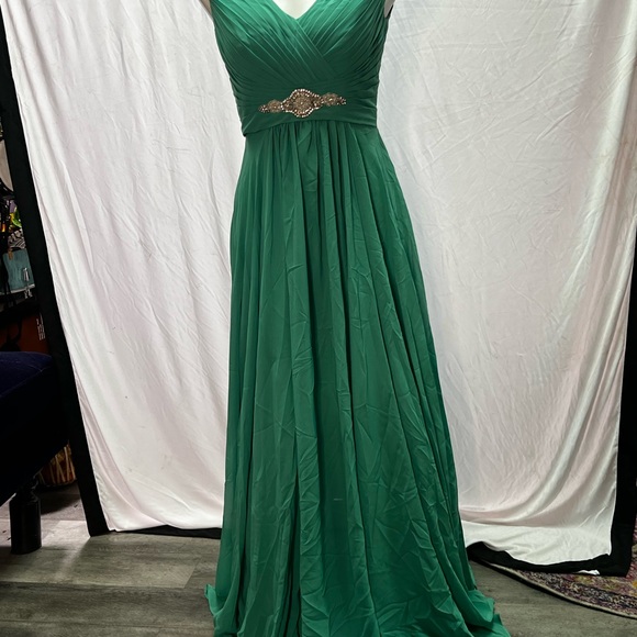 Green Maxi Dress with Embellished Waist - Picture 1 of 6